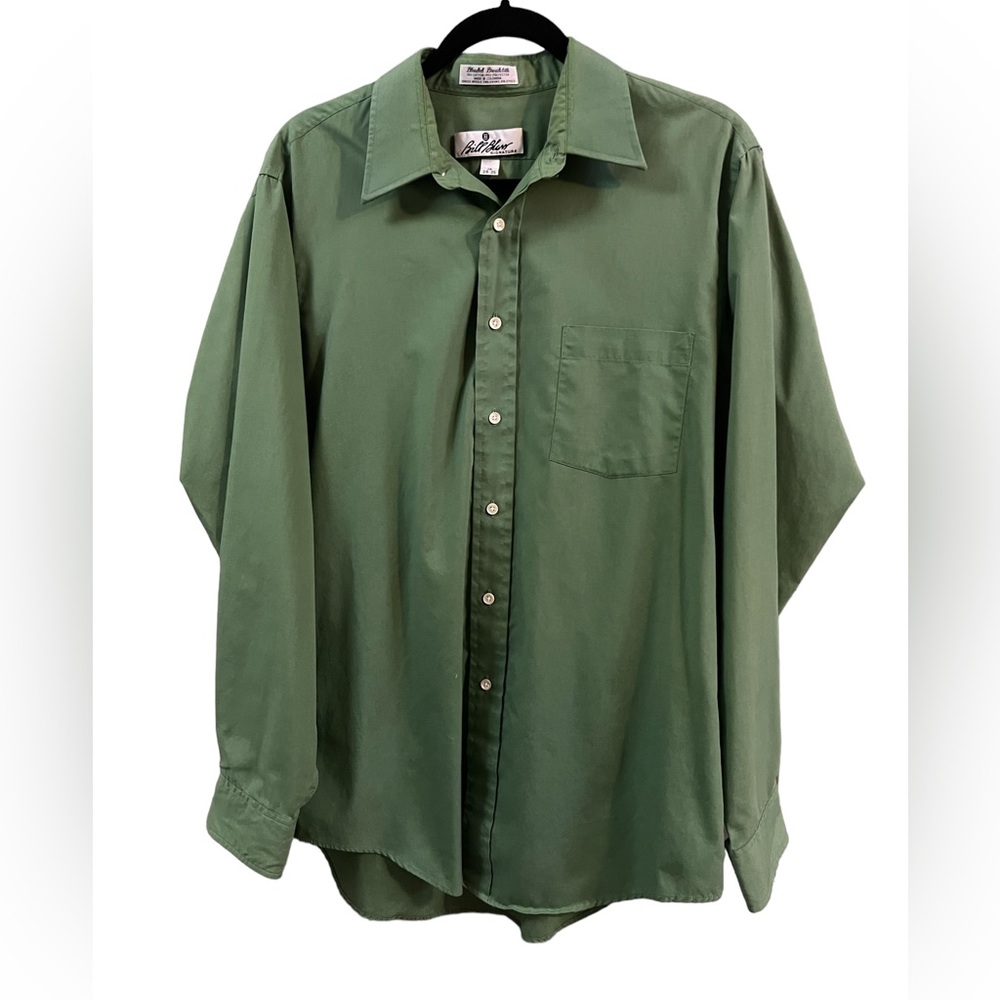 Bill Blass Signature Blended Broadcloth Green Long Sleeve Dress Shirt